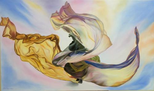 Dancing with the light-150x90cm- acrylic and oil on canvas - Copy
